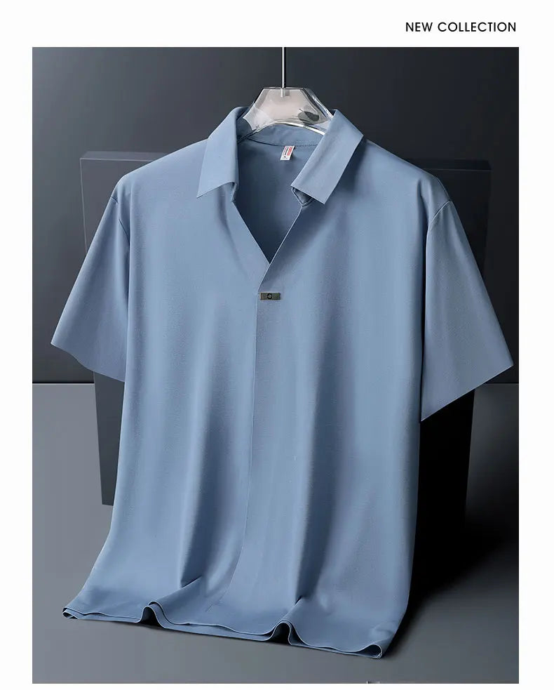 Polo Shirt Men M-6XL 7XL 8XL Summer New High Quality Mens Short-Sleeved Polo Shirt Ice Silk Men's Business Casual Polo Shirt 561