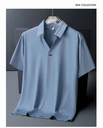 Polo Shirt Men M-6XL 7XL 8XL Summer New High Quality Mens Short-Sleeved Polo Shirt Ice Silk Men's Business Casual Polo Shirt 561