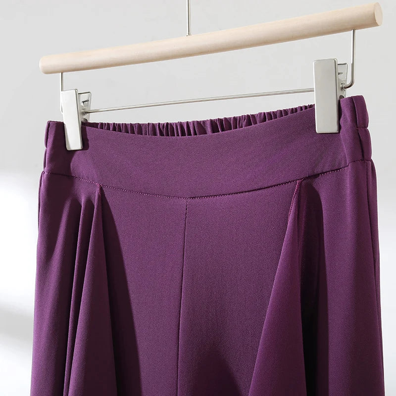 ZUZK Summer Ruffles Chiffion Pants Elastic Waist White Pants Women Fashion Lady Dance Pants baggy pants Wide Leg Pants