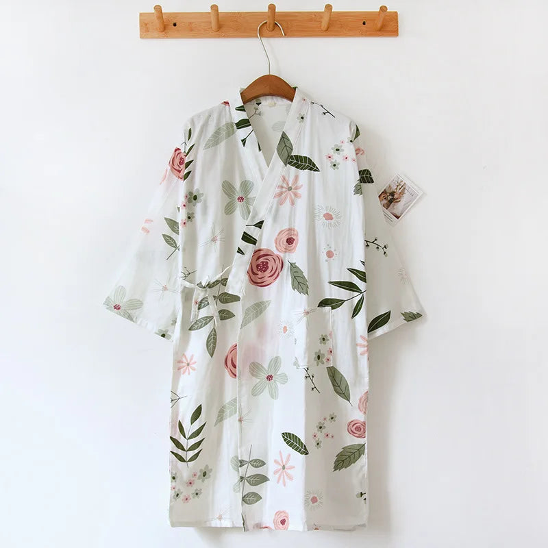 Ladies Cotton Kimono Bathrobe Loose Homewear Pajamas Robes for Women Multi Colors Printed Cardigan Sleep Wear Womens Robe