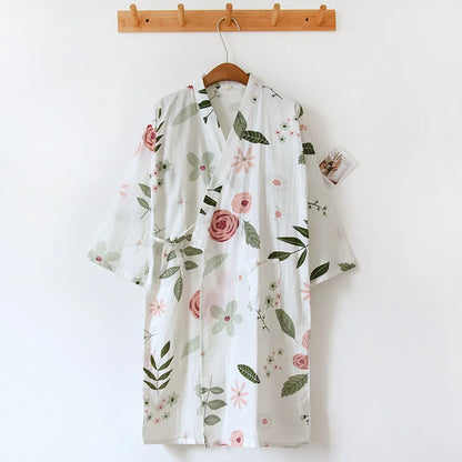 Ladies Cotton Kimono Bathrobe Loose Homewear Pajamas Robes for Women Multi Colors Printed Cardigan Sleep Wear Womens Robe