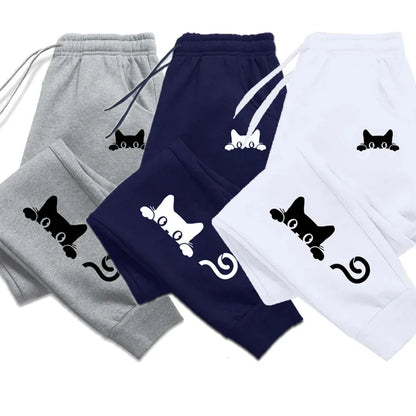 Cute Cat Printed Womens Sweatpants Daily Casual Fashion Trousers Sports Jogging Sweat Woman Pants Outdoors Street Hot Sale Pants