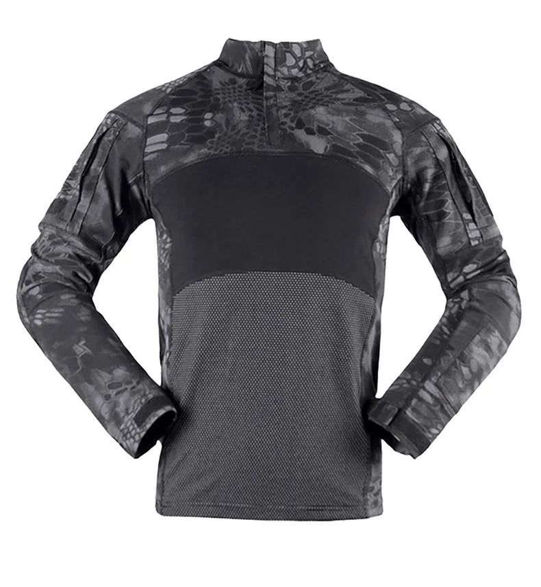 Tactical Shirt Combat Shirt Men Clothing Military Elasticity Man Shirt Camo T Shirt Multicam Army Long Shirt Hunting Clothes