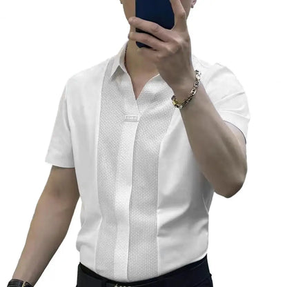 Men Short Sleeve Shirt Summer Casual Comfort Pure Color Top Shirt Business Style Suit Pants Men Shirt Casual T shirt