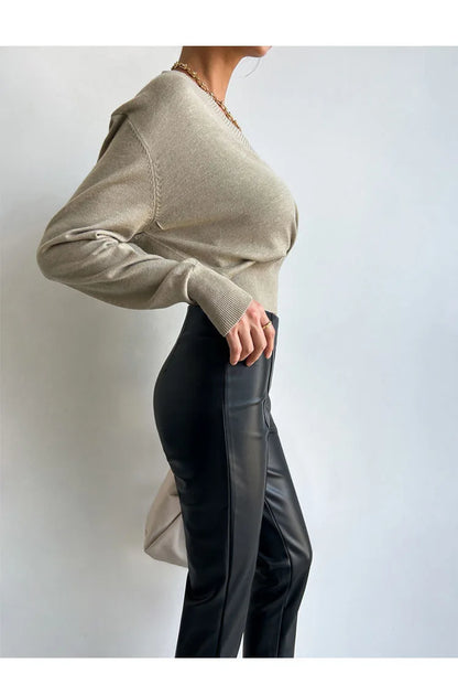 PU Autumn Winter Leather Pencil Pant Women Bodycon Fashion Office High Waist Ladies Trousers Casual Woman Pants