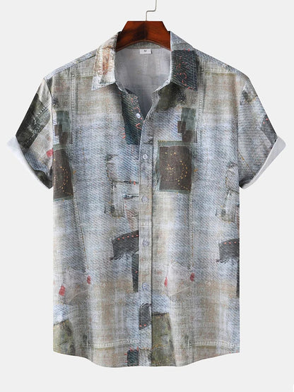 Men's Shirt Short Sleeve Hawaiian Casual Printed Button Shirt Summer Beach Shirt Camping Shirt Short Sleeve Men's Formal Shirt