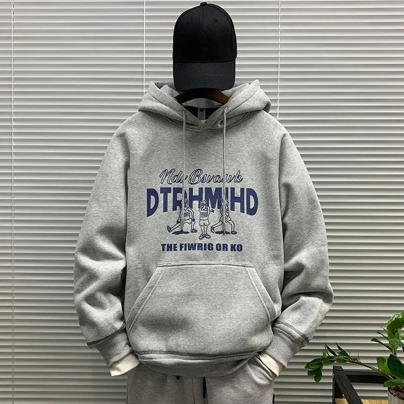 Men's Hooded Sweatshirt New In Korean Style Harajuku Fashion Sweat Shirt Loose Male Hoodie Winter Aesthetic Warm Tops Streetwear