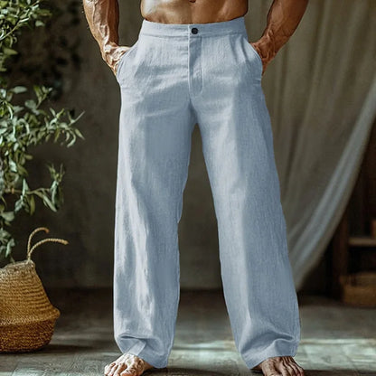 Men's Cotton and Linen Beach Pants Loose Straight Leg Pants Breathable Casual Pants Men's Cotton Pants, Men's Jogging Pants