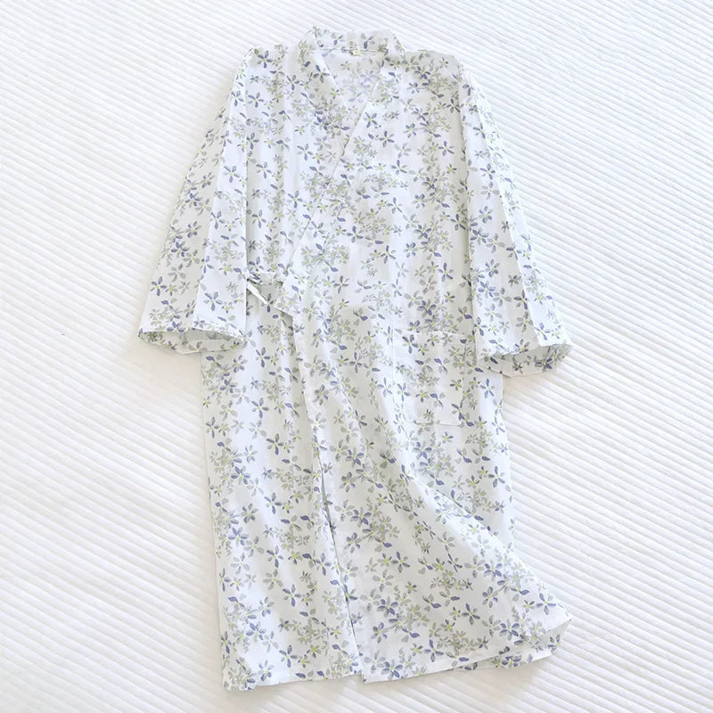 Ladies Cotton Kimono Bathrobe Loose Homewear Pajamas Robes for Women Multi Colors Printed Cardigan Sleep Wear Womens Robe