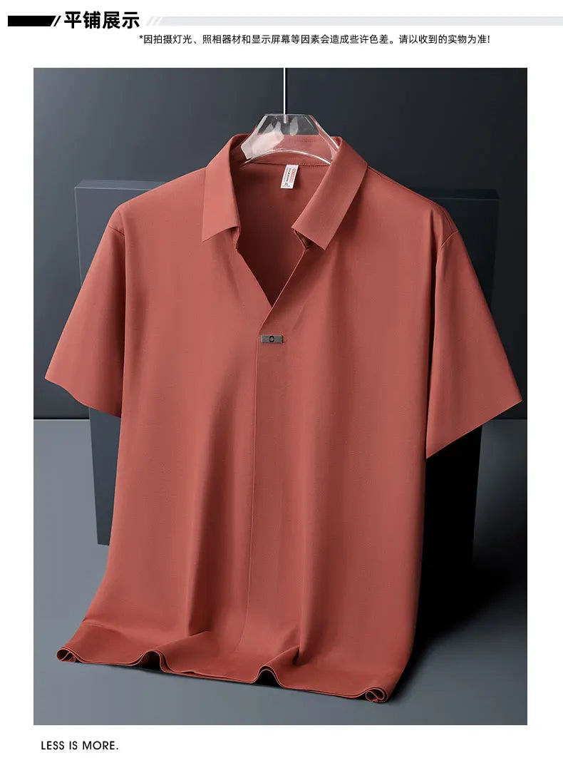 Polo Shirt Men M-6XL 7XL 8XL Summer New High Quality Mens Short-Sleeved Polo Shirt Ice Silk Men's Business Casual Polo Shirt 561
