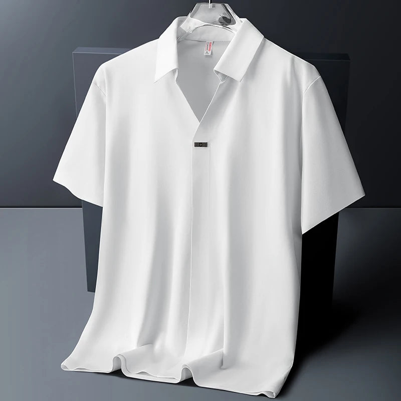 Polo Shirt Men M-6XL 7XL 8XL Summer New High Quality Mens Short-Sleeved Polo Shirt Ice Silk Men's Business Casual Polo Shirt 561
