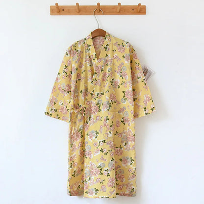 Ladies Cotton Kimono Bathrobe Loose Homewear Pajamas Robes for Women Multi Colors Printed Cardigan Sleep Wear Womens Robe