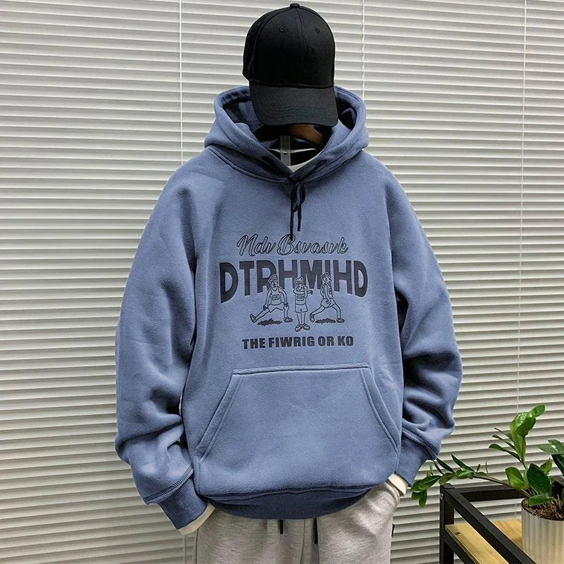 Men's Hooded Sweatshirt New In Korean Style Harajuku Fashion Sweat Shirt Loose Male Hoodie Winter Aesthetic Warm Tops Streetwear