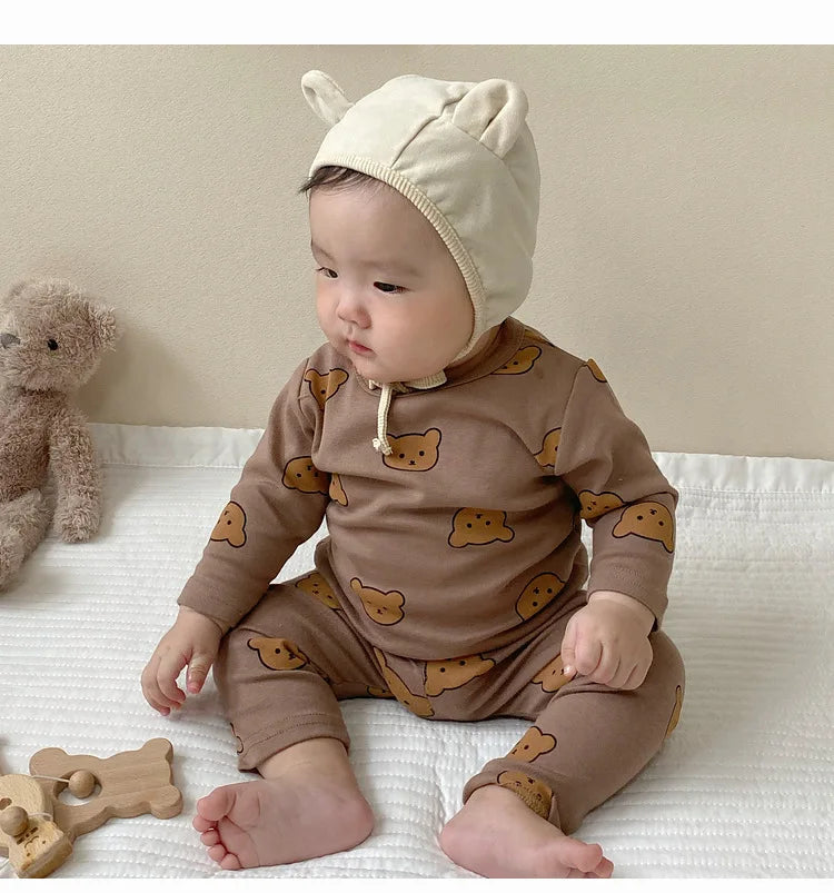 0-3Y Baby Pajama Suit Toddler Boys Sleep Wear Infant Girls Pyjama Cartoon Print Night Wear