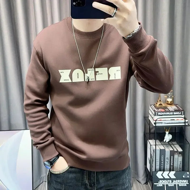 Man Pullover Green Graphic Cotton Printing Sweatshirts for Men New in Welcome Deal Streetwear Sweat Shirt Korean Style S Overfit