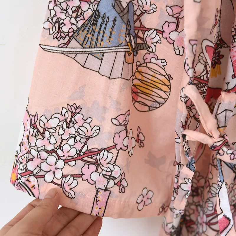 Ladies Cotton Kimono Bathrobe Loose Homewear Pajamas Robes for Women Multi Colors Printed Cardigan Sleep Wear Womens Robe