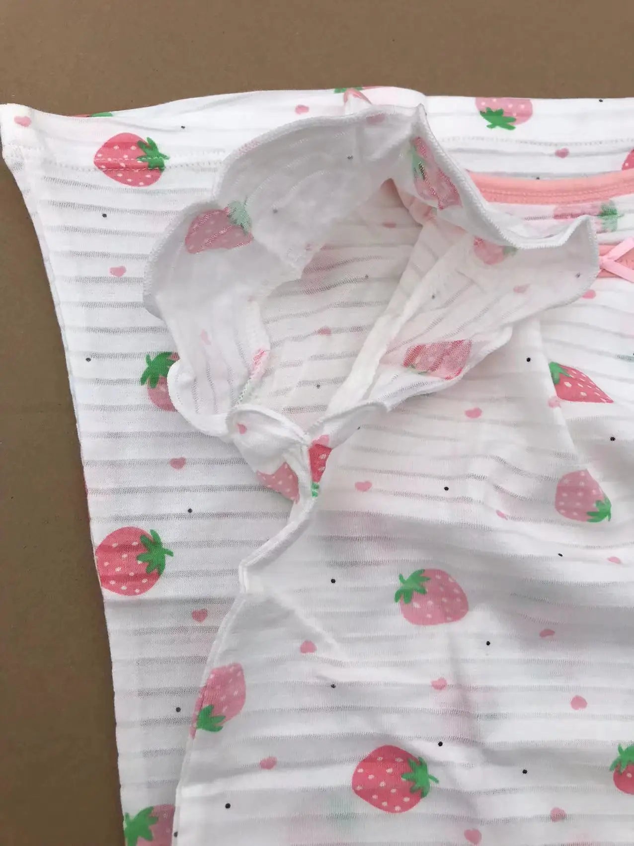 Girl Strawberry Prints Nightgown Dress Cotton Soft Breathable Kids Sleep Wear Quality Home Wear Size 110-170