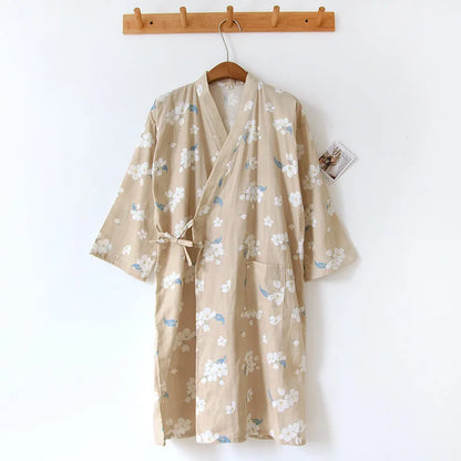 Ladies Cotton Kimono Bathrobe Loose Homewear Pajamas Robes for Women Multi Colors Printed Cardigan Sleep Wear Womens Robe