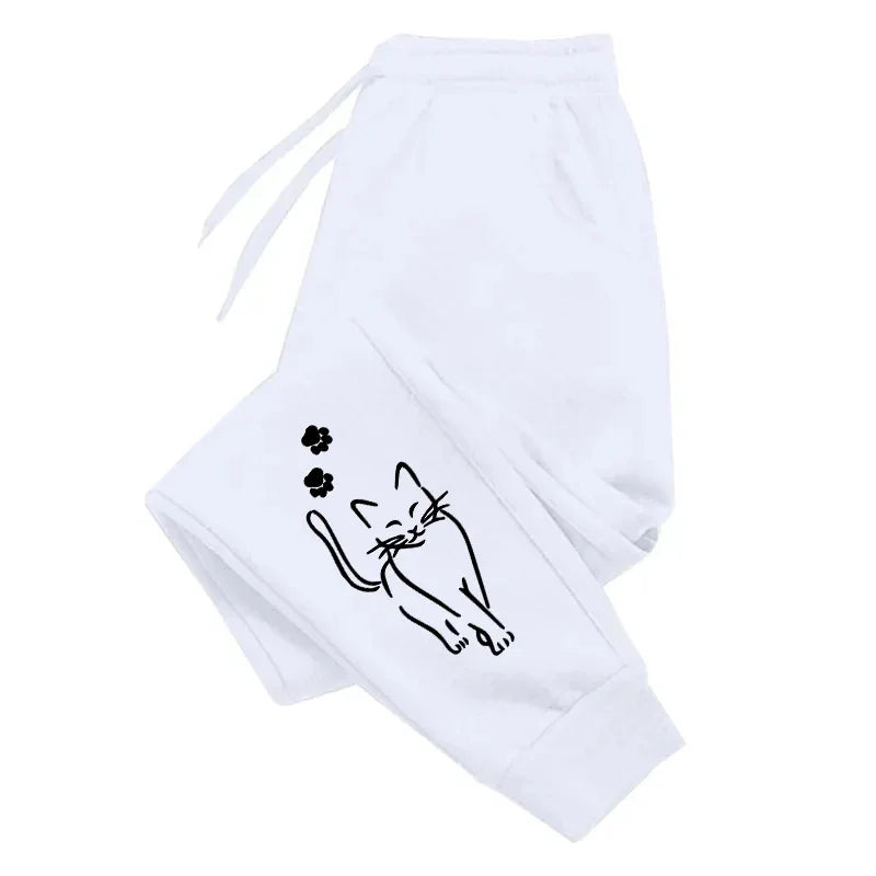 Hot Sales Womens Sweatpants Cat Printing Fashion Street Sports Pants Fitness Jogger Trousers Daily Casual Running Woman Pants