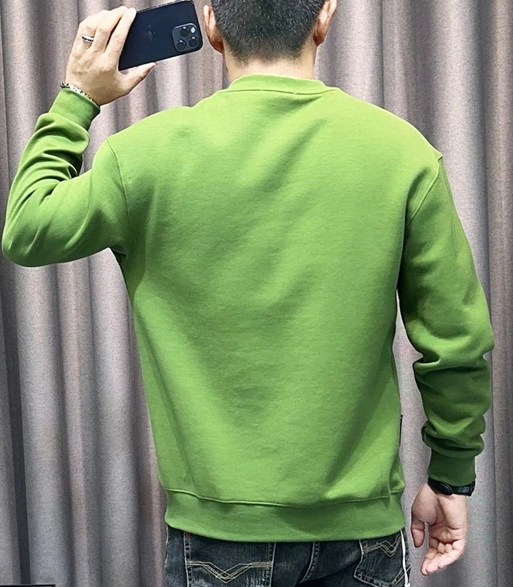 Man Pullover Green Graphic Cotton Printing Sweatshirts for Men New in Welcome Deal Streetwear Sweat Shirt Korean Style S Overfit