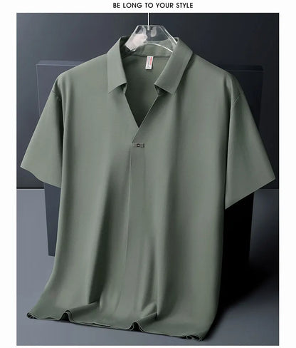 Polo Shirt Men M-6XL 7XL 8XL Summer New High Quality Mens Short-Sleeved Polo Shirt Ice Silk Men's Business Casual Polo Shirt 561