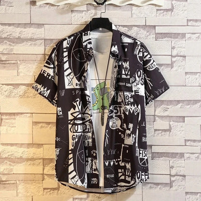 Man Button Blouse Tees Men Shirt Hawaiian Shirt Beach Flower Shirt Short-sleeved Shirt Men Loose Casual Vintage Shirt Men  Shirt