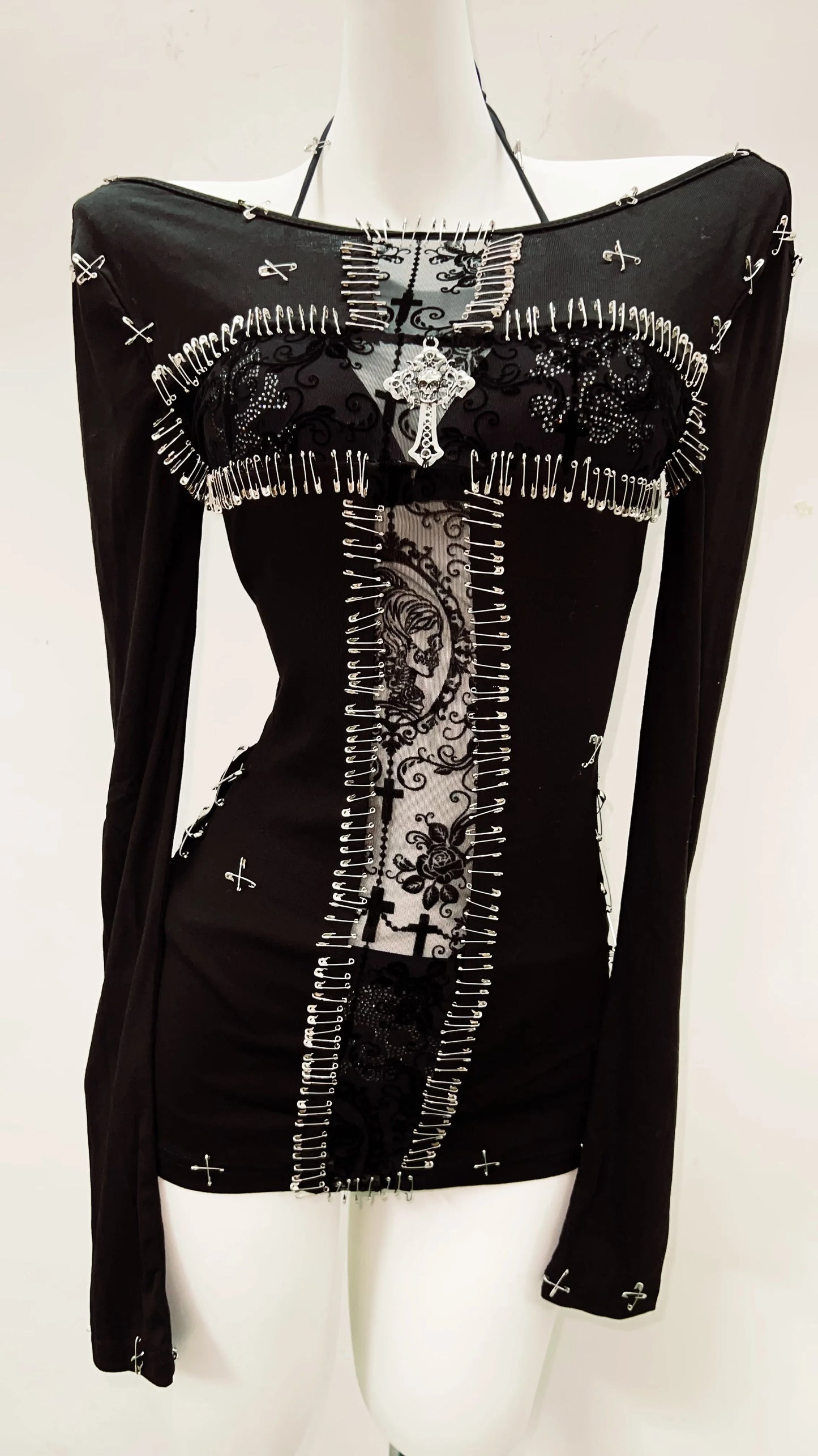 y2k fashion y2k clothes y2k crop top gothic clothes vintage shirt y2k shirt Gothic shirt Punk shirt Harajuku shirt Cross shirt