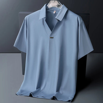 Polo Shirt Men M-6XL 7XL 8XL Summer New High Quality Mens Short-Sleeved Polo Shirt Ice Silk Men's Business Casual Polo Shirt 561