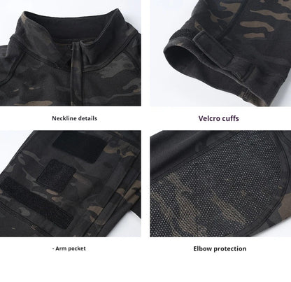 Tactical Shirt Combat Shirt Men Clothing Military Elasticity Man Shirt Camo T Shirt Multicam Army Long Shirt Hunting Clothes
