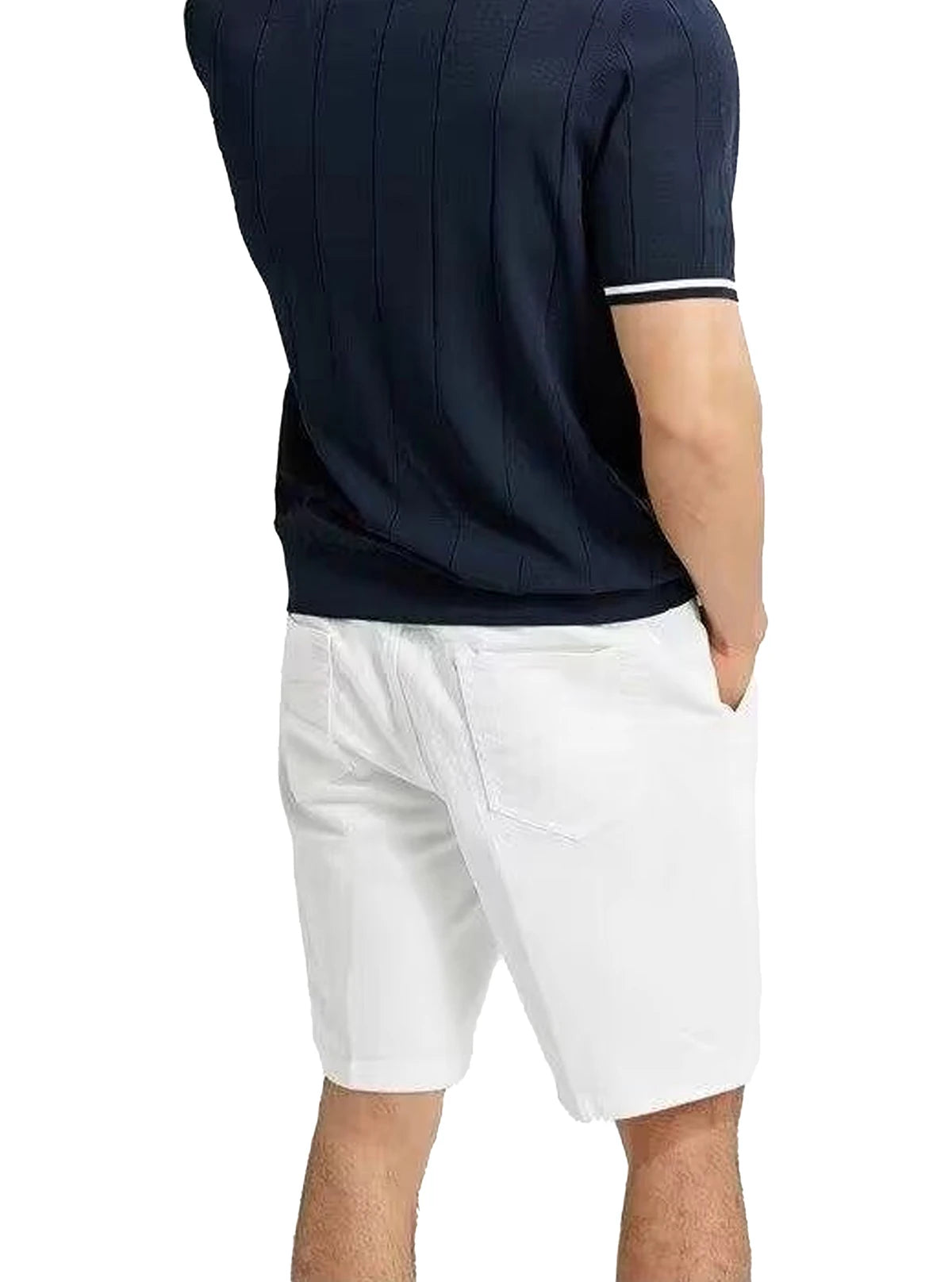 CHCH Men's Polo Shirt Summer Ribbed Knitted Breathable Cool Texture Polo Shirt