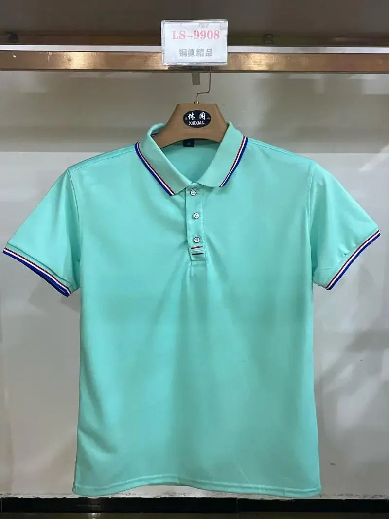 Summer Polo Shirt With Custom Print Embroidery Logo Mens Short Sleeve Casual Cotton Polo Shirt Business Spring Lapel Polo Shirt