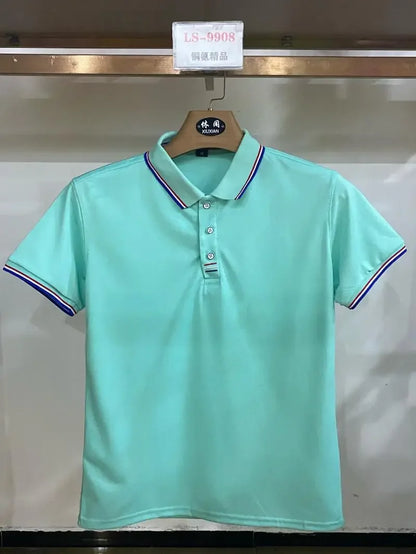 Summer Polo Shirt With Custom Print Embroidery Logo Mens Short Sleeve Casual Cotton Polo Shirt Business Spring Lapel Polo Shirt