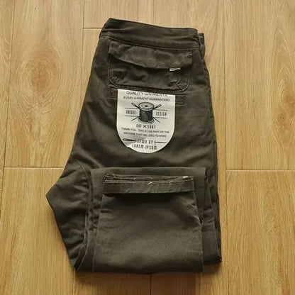 New Mens New Cargo Pants American Retro Heavy-duty Workwear Pants Man Wear-resistant Loose Straight Leg Pants Casual Trousers