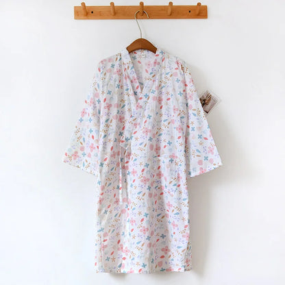 Ladies Cotton Kimono Bathrobe Loose Homewear Pajamas Robes for Women Multi Colors Printed Cardigan Sleep Wear Womens Robe