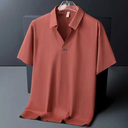 Polo Shirt Men M-6XL 7XL 8XL Summer New High Quality Mens Short-Sleeved Polo Shirt Ice Silk Men's Business Casual Polo Shirt 561