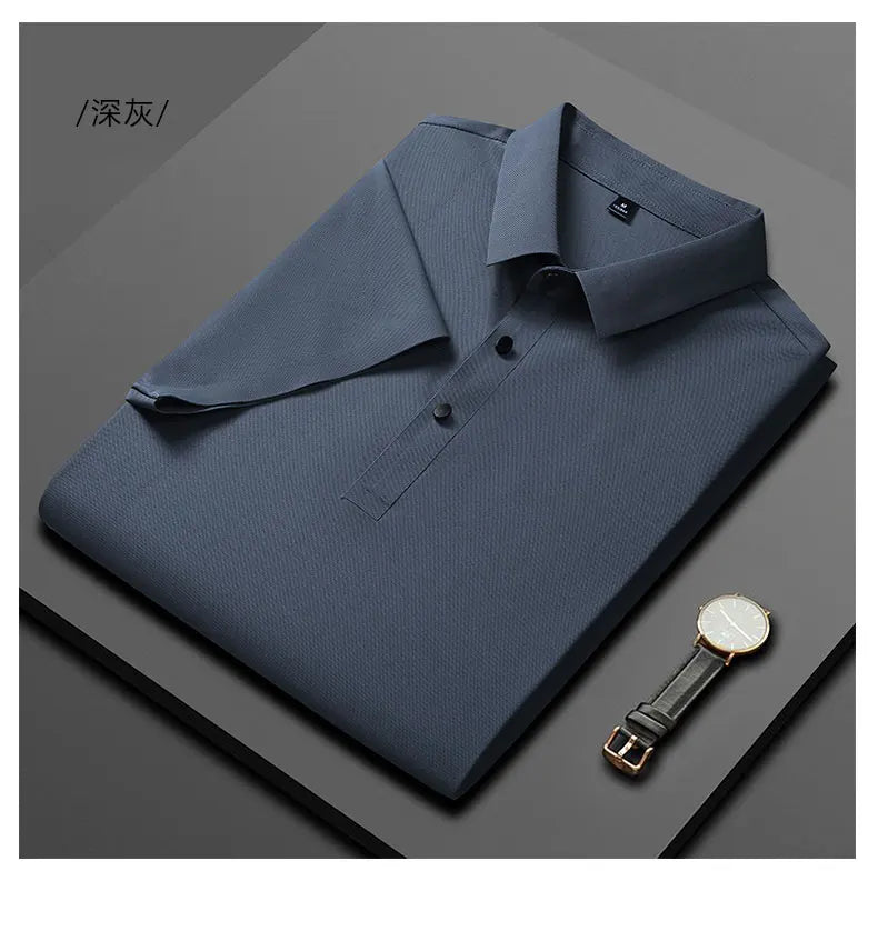 Polo Shirt Men Summer New High Quality Mens Short-Sleeved Polo Shirt Ice Silk Men's Business Casual Polo Shirt Size M-5XL 8888
