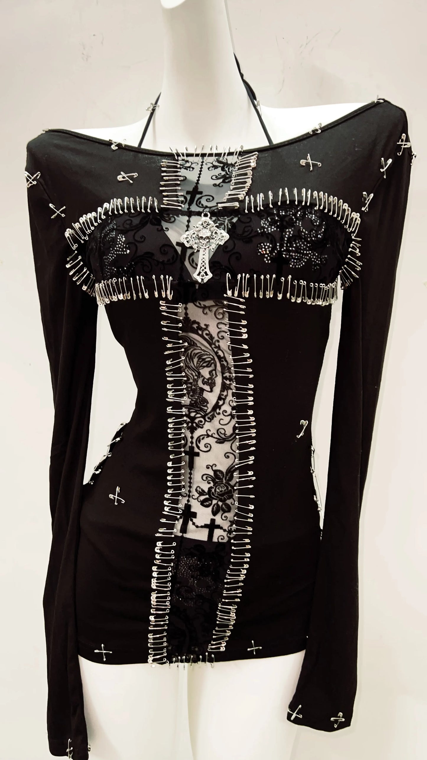 y2k fashion y2k clothes y2k crop top gothic clothes vintage shirt y2k shirt Gothic shirt Punk shirt Harajuku shirt Cross shirt