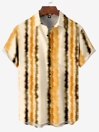 Men's Shirt Short Sleeve Colorful Stripe Print Button Shirt Summer Beach Shirt Camping Shirt Short Sleeve Men's Formal Shirt