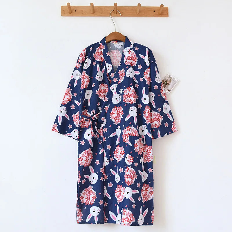 Ladies Cotton Kimono Bathrobe Loose Homewear Pajamas Robes for Women Multi Colors Printed Cardigan Sleep Wear Womens Robe