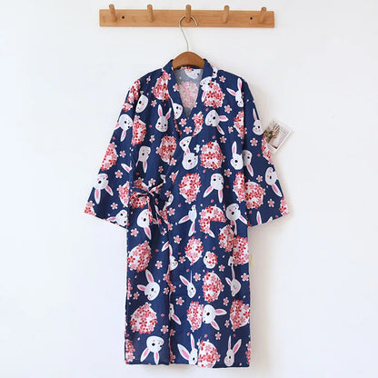Ladies Cotton Kimono Bathrobe Loose Homewear Pajamas Robes for Women Multi Colors Printed Cardigan Sleep Wear Womens Robe