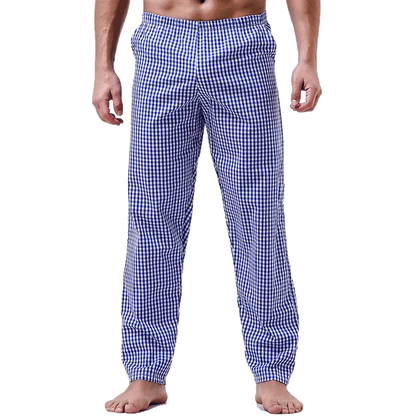 Pajama Pants Men's Pants Pure Cotton Home Pants Thin Summer Loose Plaid Cotton Home Pants Spring & Fall Air-Conditioned Pants