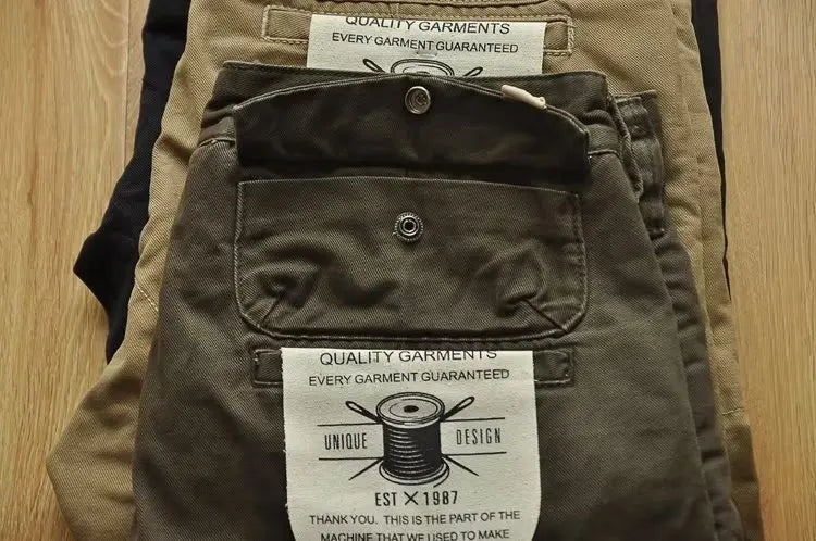 New Mens New Cargo Pants American Retro Heavy-duty Workwear Pants Man Wear-resistant Loose Straight Leg Pants Casual Trousers