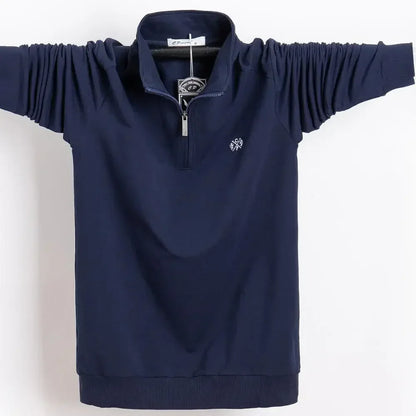 Men Polo Shirt 2025 Pure Cotton Men Business Casual Male Polo Shirt Autumn Long Sleeve Stand Collar Polo Shirt Plus Size 5XL 6XL