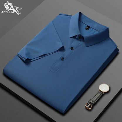 Polo Shirt Men Summer New High Quality Mens Short-Sleeved Polo Shirt Ice Silk Men's Business Casual Polo Shirt Size M-5XL 8888