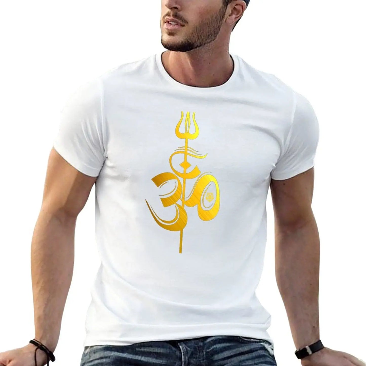 OM Lord Shiva Divine Spear Trident Trishul T Shirt T-Shirt sweat shirt mens graphic t-shirts anime