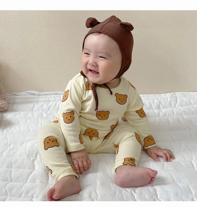 0-3Y Baby Pajama Suit Toddler Boys Sleep Wear Infant Girls Pyjama Cartoon Print Night Wear