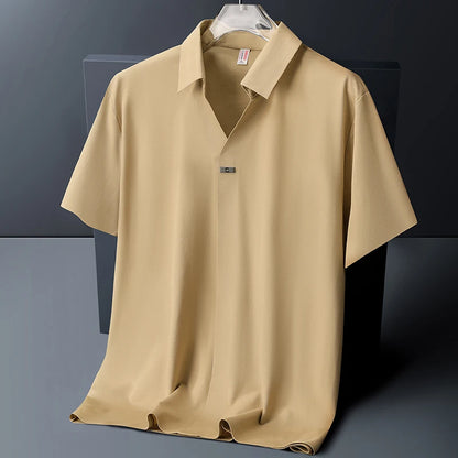 Polo Shirt Men M-6XL 7XL 8XL Summer New High Quality Mens Short-Sleeved Polo Shirt Ice Silk Men's Business Casual Polo Shirt 561