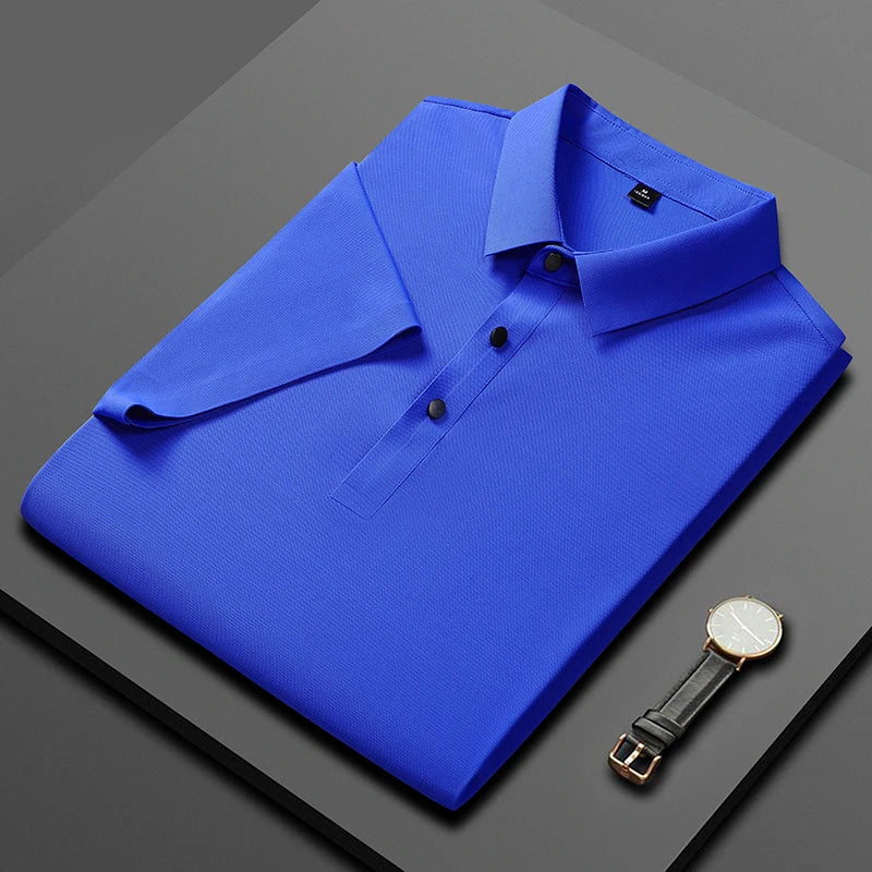 Polo Shirt Men Summer New High Quality Mens Short-Sleeved Polo Shirt Ice Silk Men's Business Casual Polo Shirt Size M-5XL 8888