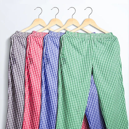 Pajama Pants Men's Pants Pure Cotton Home Pants Thin Summer Loose Plaid Cotton Home Pants Spring & Fall Air-Conditioned Pants