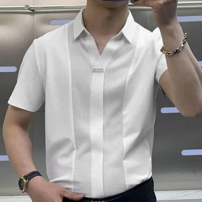 Men Short Sleeve Shirt Summer Casual Comfort Pure Color Top Shirt Business Style Suit Pants Men Shirt Casual T shirt